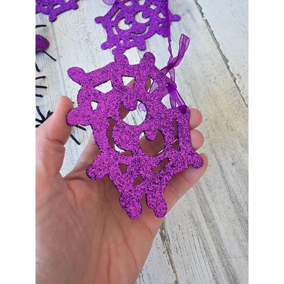 Purple glitter spider Halloween Garland figurine sparkle set - Picture 9 of 9